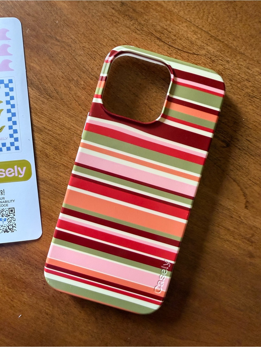 Casely Striped Protective Phone Case in Red, Pink & Green - iPhone 16 Pro Max